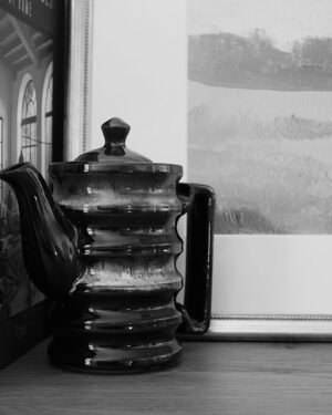 Vintage Ribbed Stoneware Teapot