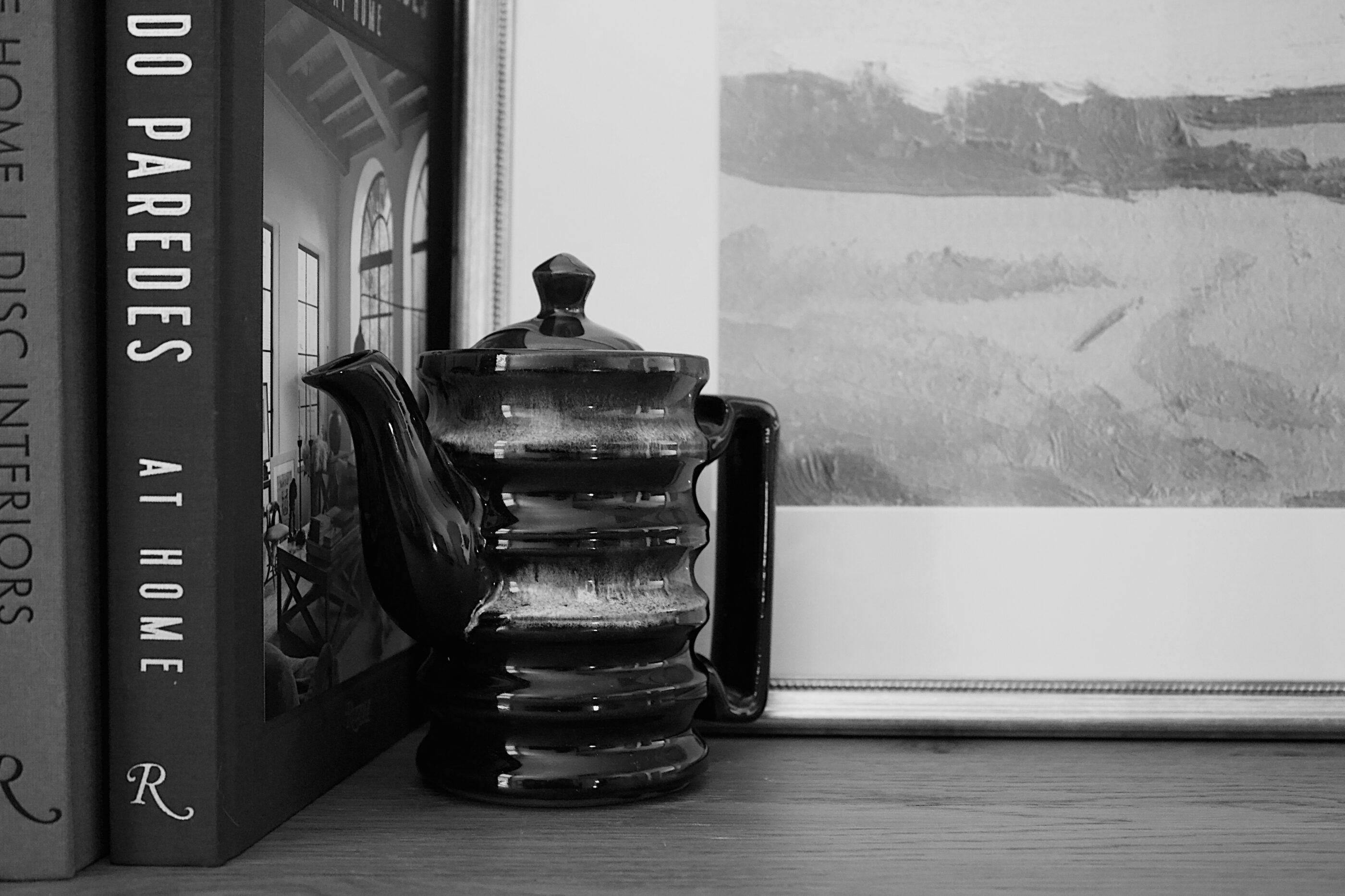 Vintage Ribbed Stoneware Teapot