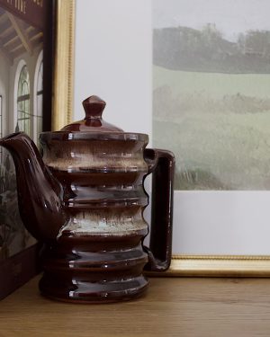 Vintage Ribbed Stoneware Teapot